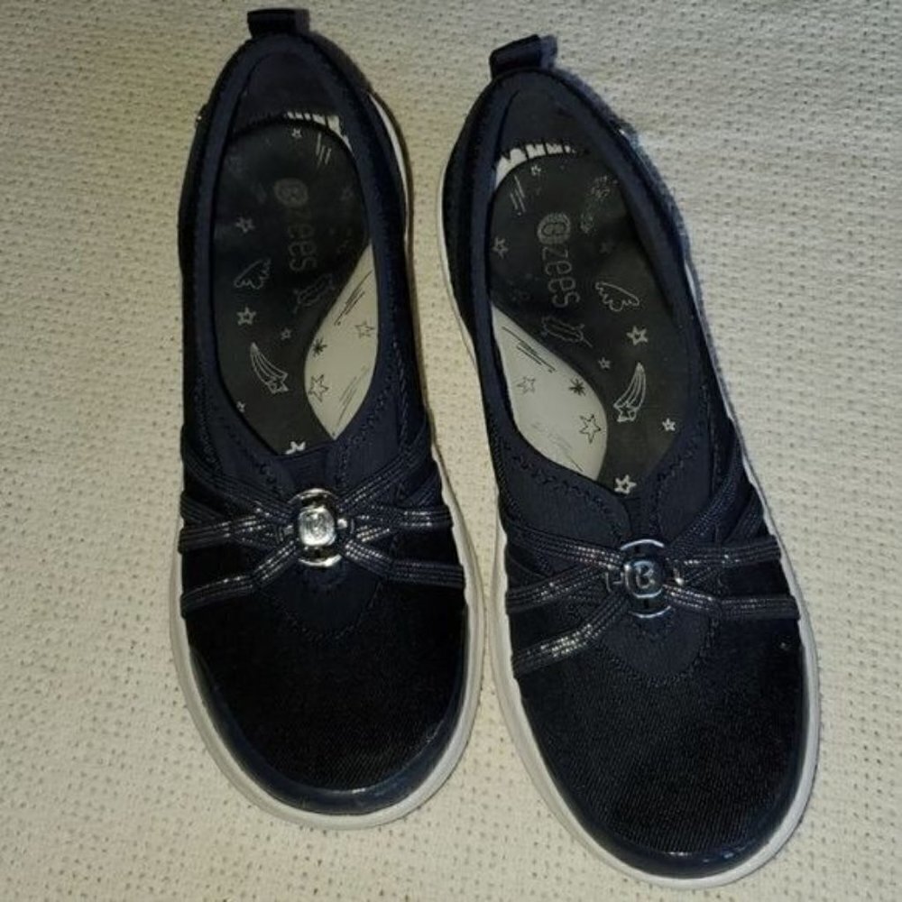 Bzees Navy Blue Slip On Loafers Cloud Technology Wedge Comfort Shoes Womens 6.5 - Picture 2 of 9